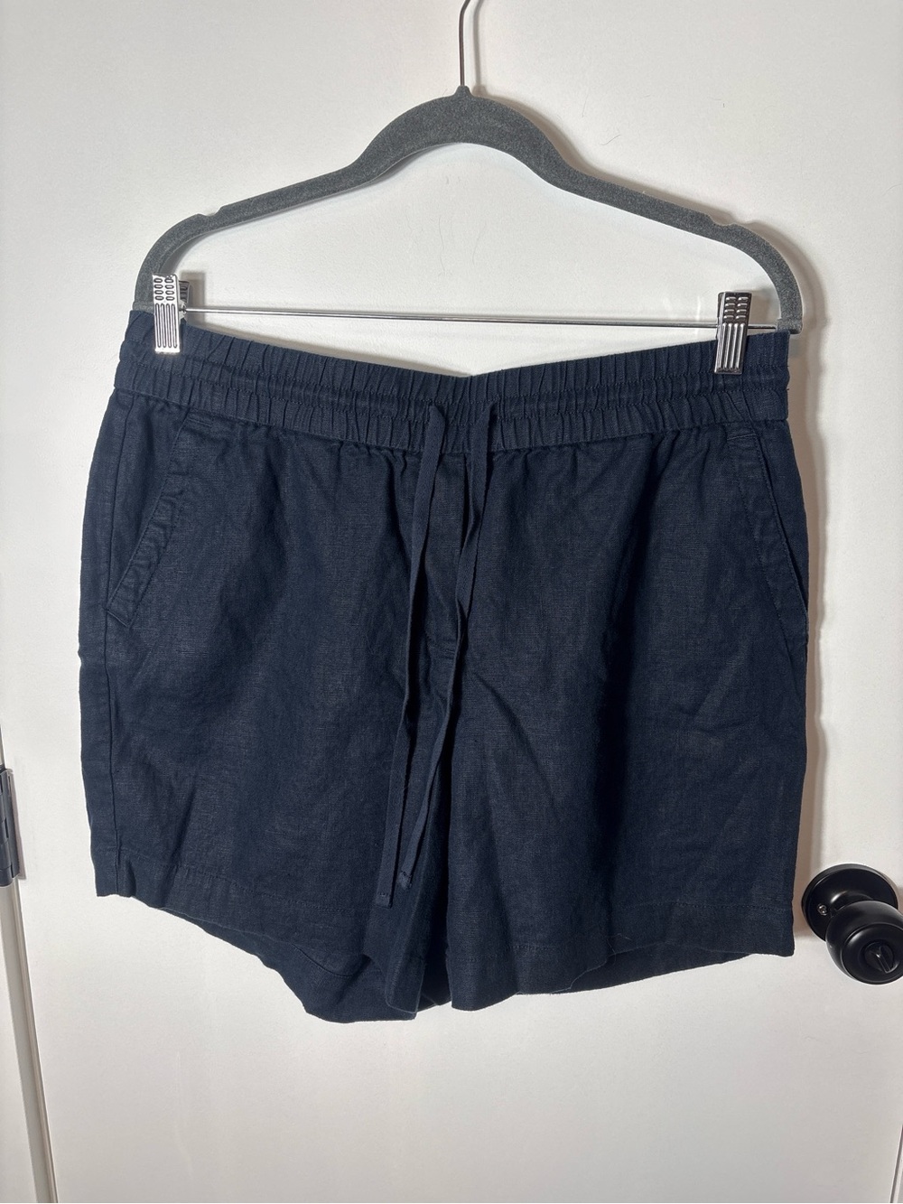 Talbots Blue Linen Blend Drawstring Shorts Size L Coastal Grandma Summer Resort